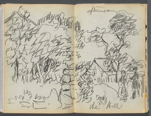 Skitsebog - The Granite Shore Hotel, Rockport, side 104-105: "Afternoon , the hill"