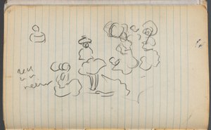 Skitsebog, side 076: Figurer med noter af Maurice Prendergast