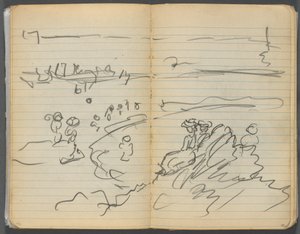 Skitsebog, side 082  83: Strandudsigt af Maurice Prendergast