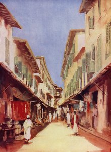 En gade i Zanzibar (farve litho)