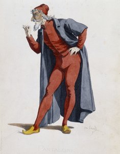 Kostume og teaterkarakter: Pantalone (bukser, læge) Dæk fra "" Masques et bouffons"" (italiensk komedie), tekst og tegninger af Maurice Sand, tryk af A. Manceau, forord af Georges Sand, Paris, Michel Lévy Frères af Maurice Sand