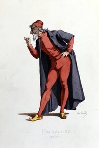 Kostume og teaterkarakter: Pantalone (en fr. Pantalone, læge) trækker fra "" Masques et bouffons"" (italiensk komedie: Commedia dell