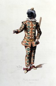 Harlekin i 1671. Maurice Sand “” Masks and Jesters”” Paris 19. århundrede. (Maurice Sand var George Sands søn). af Maurice Sand