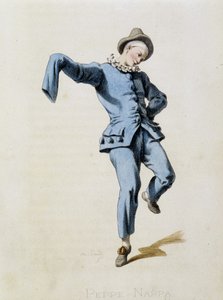 Peppe Nappa (Pierrot eller Peppe-Nappa) tegner fra "Masques et bouffons" (italiensk komedie), tekst og tegninger af Maurice Sand, tryk af A. Manceau, forord af Georges Sand, Paris, Michel Lévy Frères af Maurice Sand