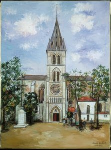 Saint-Pierre-kirken, Orthez, Pyrenæerne af Maurice Utrillo