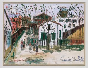 Montmartre (gouache på papir) af Maurice Utrillo
