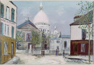 Place du Tertre og Sacré-Coeur af Maurice Utrillo