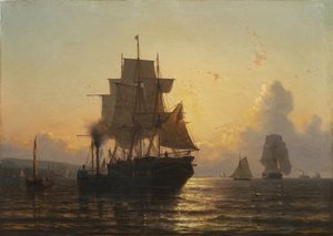 Tropisk solnedgang ved havet, 1861 olie på lærred