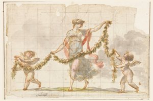 Tegning, vægmaleri, ca. 1820