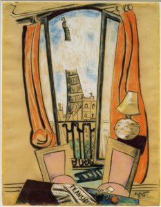 Udsigt fra vinduet (Eiffeltårnet) af Max Beckmann