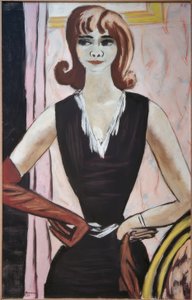 Portræt af Quappi på lyserød og violet af Max Beckmann