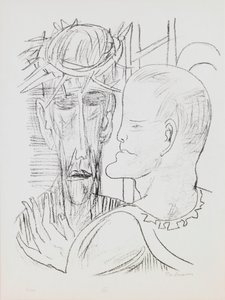 Kristus og Pilatus, tallerken 15 fra porteføljen "Dag og drøm" af Max Beckmann
