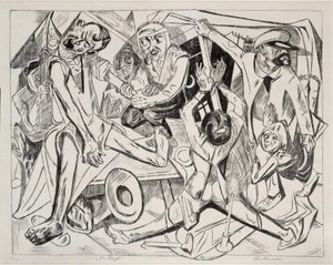 Natten (blad 7 fra: «Helvede») af Max Beckmann