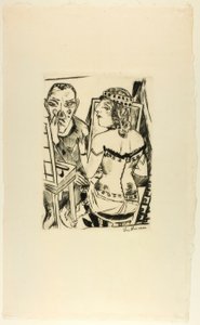 Omklædningsrum, tallerken to fra Jahrmarkt af Max Beckmann
