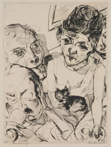 Aften (Selvportræt med Battenbergs), tallerken 10 fra portfolioen "Ansigter" af Max Beckmann