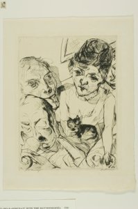 Aften, tallerken ti fra ansigter af Max Beckmann