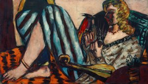 Kvinde med rød hane af Max Beckmann