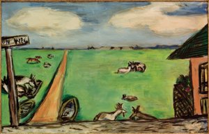 Grøn eng med køer af Max Beckmann