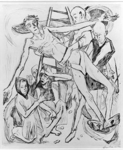 Halvakt med kat af Max Beckmann