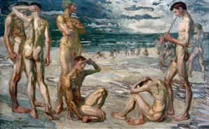 Unge mænd ved havet