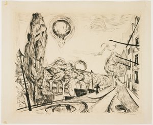 Landskab med ballon af Max Beckmann