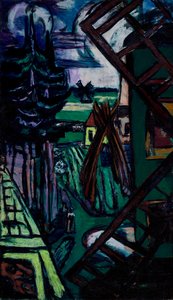 Stort Laren-landskab med vindmølle af Max Beckmann