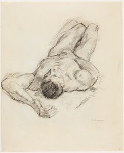 Liggende mandlig nøgenfigur af Max Beckmann