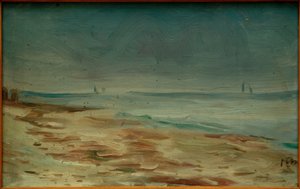 Havstrand, brun og grå af Max Beckmann
