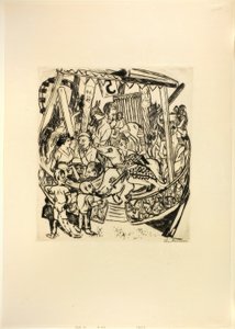 Merry-Go-Round, tallerken syv fra Jahrmarkt af Max Beckmann
