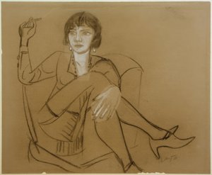 Quappi, ryger i klubstolen af Max Beckmann
