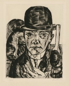 Selvportræt med stiv hat af Max Beckmann
