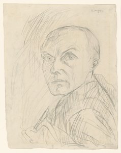 Selvportræt i halvprofil mod venstre af Max Beckmann