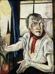 Selvportræt med rødt tørklæde af Max Beckmann
