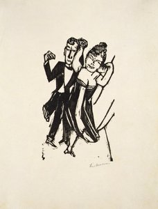 Lille dansende par (træsnit) af Max Beckmann