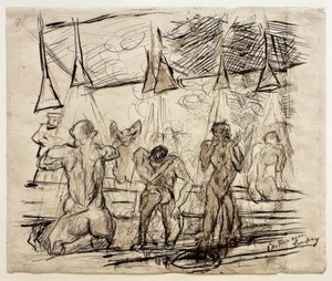 Soldaterbad - brusebad for soldater af Max Beckmann