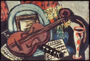 Stilleben med violin og fløjte af Max Beckmann