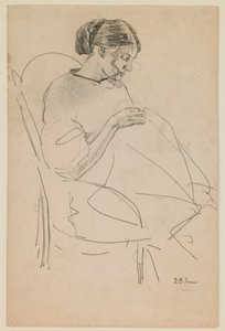 Studie af en kvinde, der syr af Max Beckmann