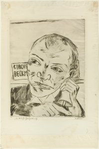 The Barker (Selvportræt), plade en fra Der Jahrmarkt af Max Beckmann