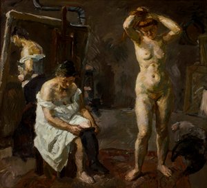 Tre kvinder i studiet af Max Beckmann