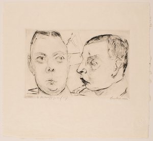 To autobetjente, plade 15 fra porteføljen "Faces" af Max Beckmann