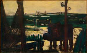 Vadehavet grøn og sort og gul af Max Beckmann