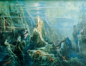 Tyskland, Bayreuth, Scenografi til forestilling The Ring of the Nibelung - The Rhinegold af Richard Wagner, Rhindøtrene