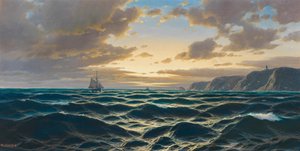 Tysk: Marine, solnedgang på kysten