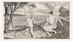 Apollon og Dafne I (Redninger af ovidiske ofre, opus II, blad 10) af Max Klinger
