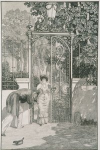 Ved porten, planche 3 fra serien »En kærlighed: Opus X« af Max Klinger