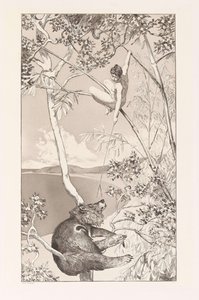 Bear and Elf Bär und Elfe tallerken I fra Intermezzos, Opus IV Intermezzi, Opus IV, ca. 1880. af Max Klinger