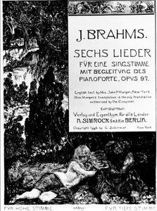 Frontispice til "Seks Lieder opus 97" (Seks sange opus 97) af Johannes Brahms (1833-1897) af Max Klinger