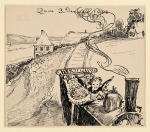 Tillykke den 3. jan. 1908 / Lykønskningskort af Max Klinger