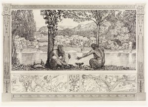 Narkissos og Ekko I (Redninger af ovidiske ofre, opus II, blad 7) af Max Klinger