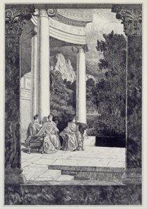 Psyche og hendes søstre, planche 18 fra serien «Amor og Psyche: Opus V» af Max Klinger